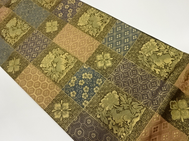 JAPANESE FUKURO OBI / WOVEN GRID